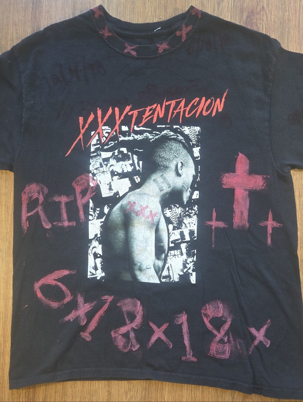 Black/Red Graphic Short Sleeve Tee - XXXTENTACION Tribute